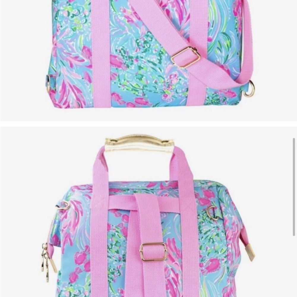 Lilly Pulitzer Floral Backpack Cooler Featured in Best Fishes - Pink and Blue - Picture 6 of 6